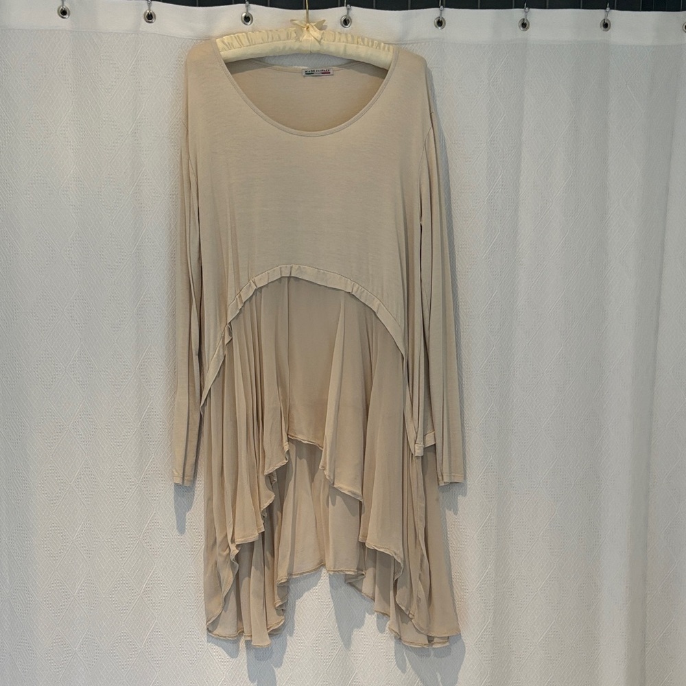 Elegant Beige Layered Women's Top